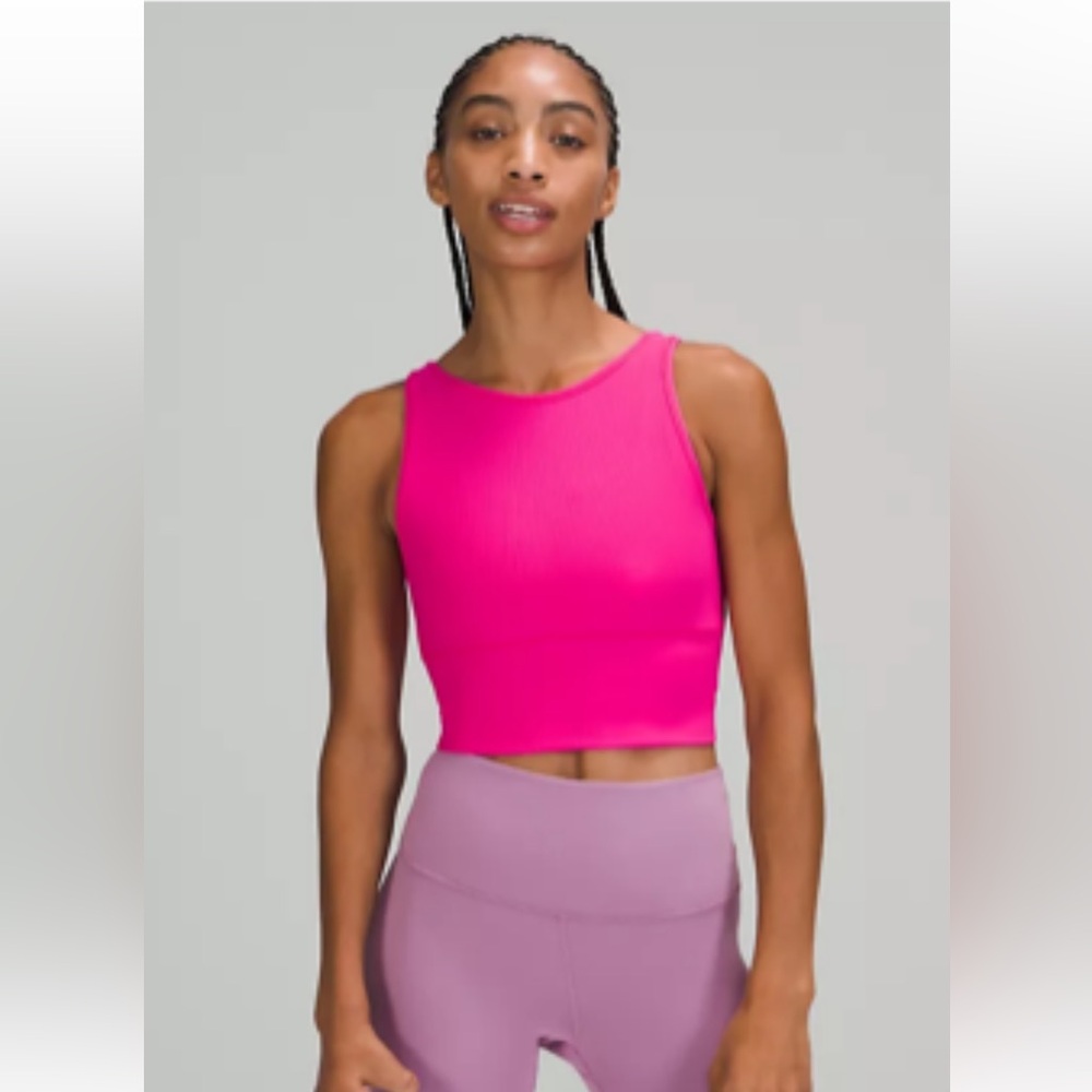 BNW LULULEMON POWER PIVOT RIBBED TANK TOP, COLOR SONIC PINK, SIZE 2